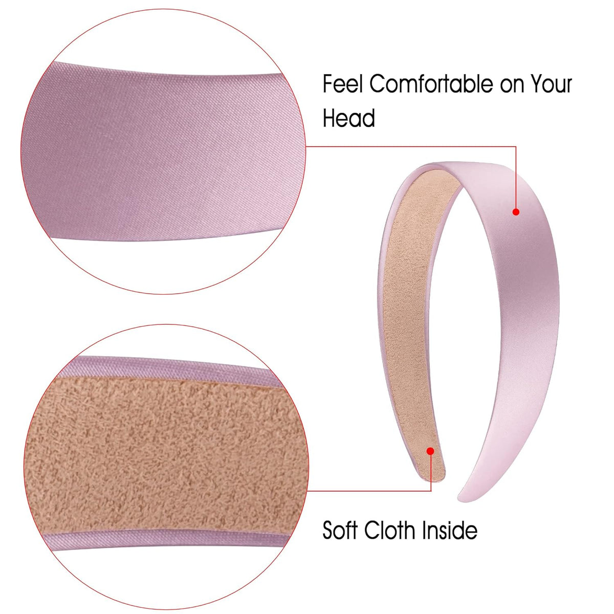 16 Pieces Colorful Satin Hair Accessories - 1 Inch Plastic Covered Headbands for Women and Girls